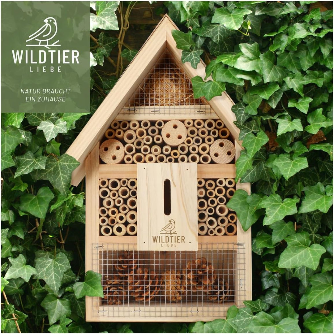 wildtier liebe Insektenhotel - Gross unbehandelt inkl. Lockstoff I Insektenhaus aus verschraubtem Ho