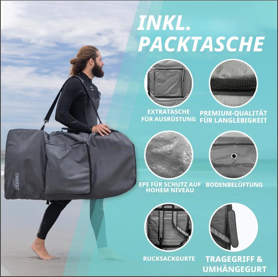 Thurso SURF 107 cm Bodyboard für Strand und Pool – Leichtes PE-Kernmaterial mit IXPE-Oberfläche, HDP