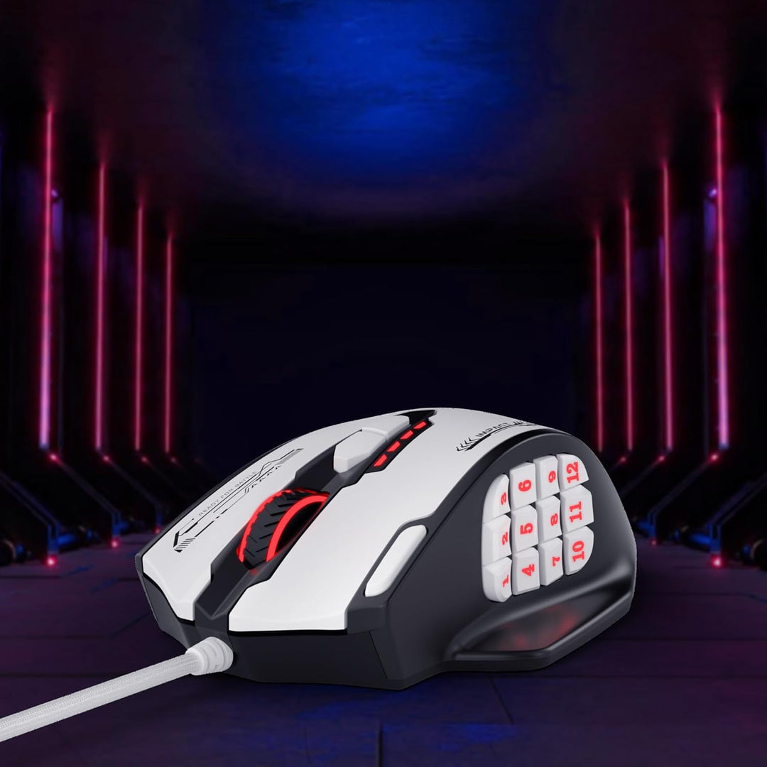 Redragon M908 Impact RGB MMO Gaming Maus, Ergonomische Optische Kabelmaus mit Max. 24.000 DPI, Hohe