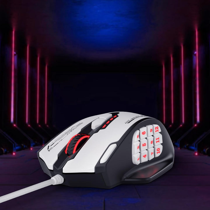 Redragon M908 Impact RGB MMO Gaming Maus, Ergonomische Optische Kabelmaus mit Max. 24.000 DPI, Hohe