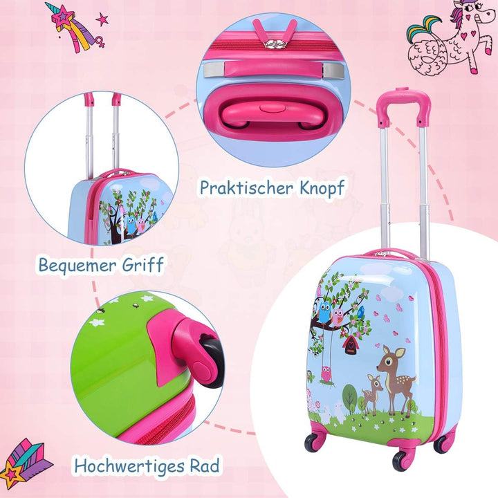 GOPLUS Kinderkoffer mit Rucksack, Kids Trolley, Kindergepäck mit Rollen, Reisekoffer mit Teleskopgri