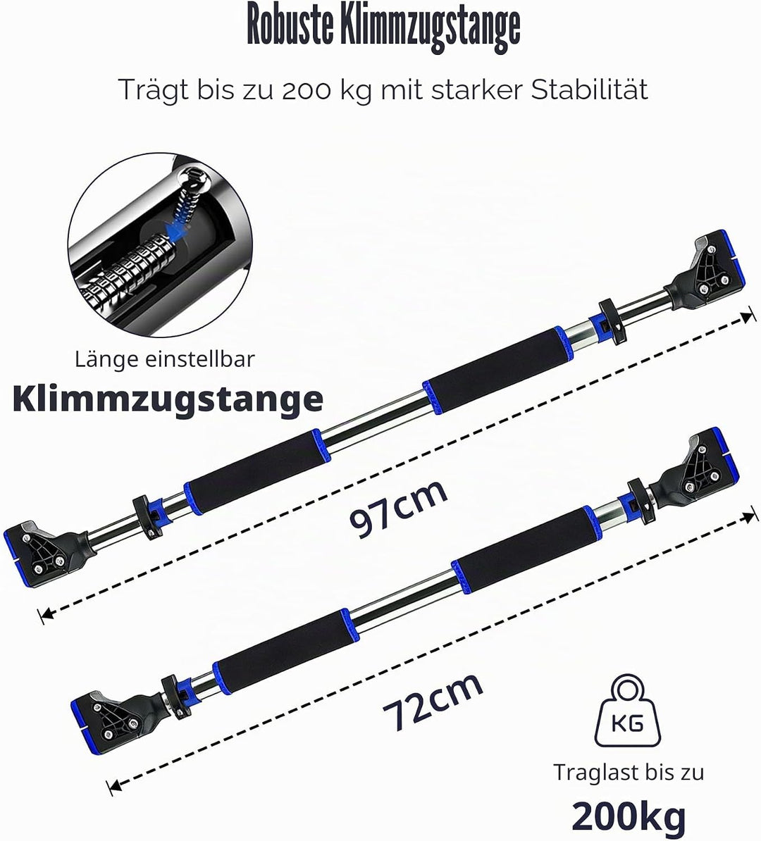 Romix Tür Klimmzugstange Türrahmen, Verstellbar Keine Schrauben Klimmzugstangen wand Trainingsgerät