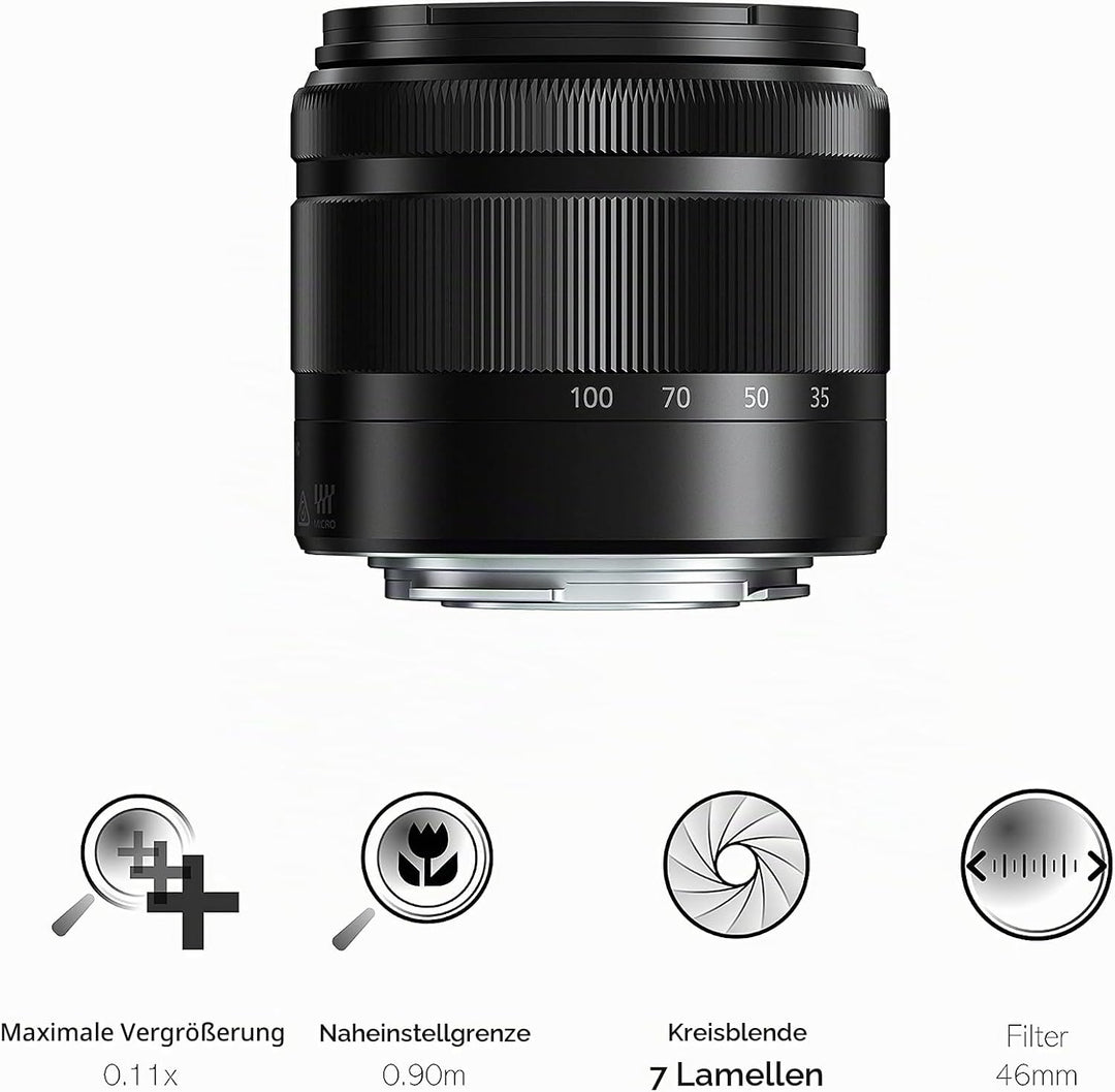 Panasonic H-FS35100E LUMIX G Vario Telezoom 35-100 mm F4.0-5.6 ASPH. Objektiv (70-200 mm KB, O.I.S.