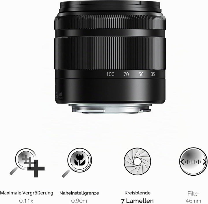 Panasonic H-FS35100E LUMIX G Vario Telezoom 35-100 mm F4.0-5.6 ASPH. Objektiv (70-200 mm KB, O.I.S.