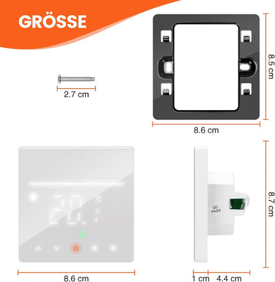 Digitale Heizthermostat, Briidea Digitale Thermostat with Touchscreen, Anwendbar Für Kabelsysteme in