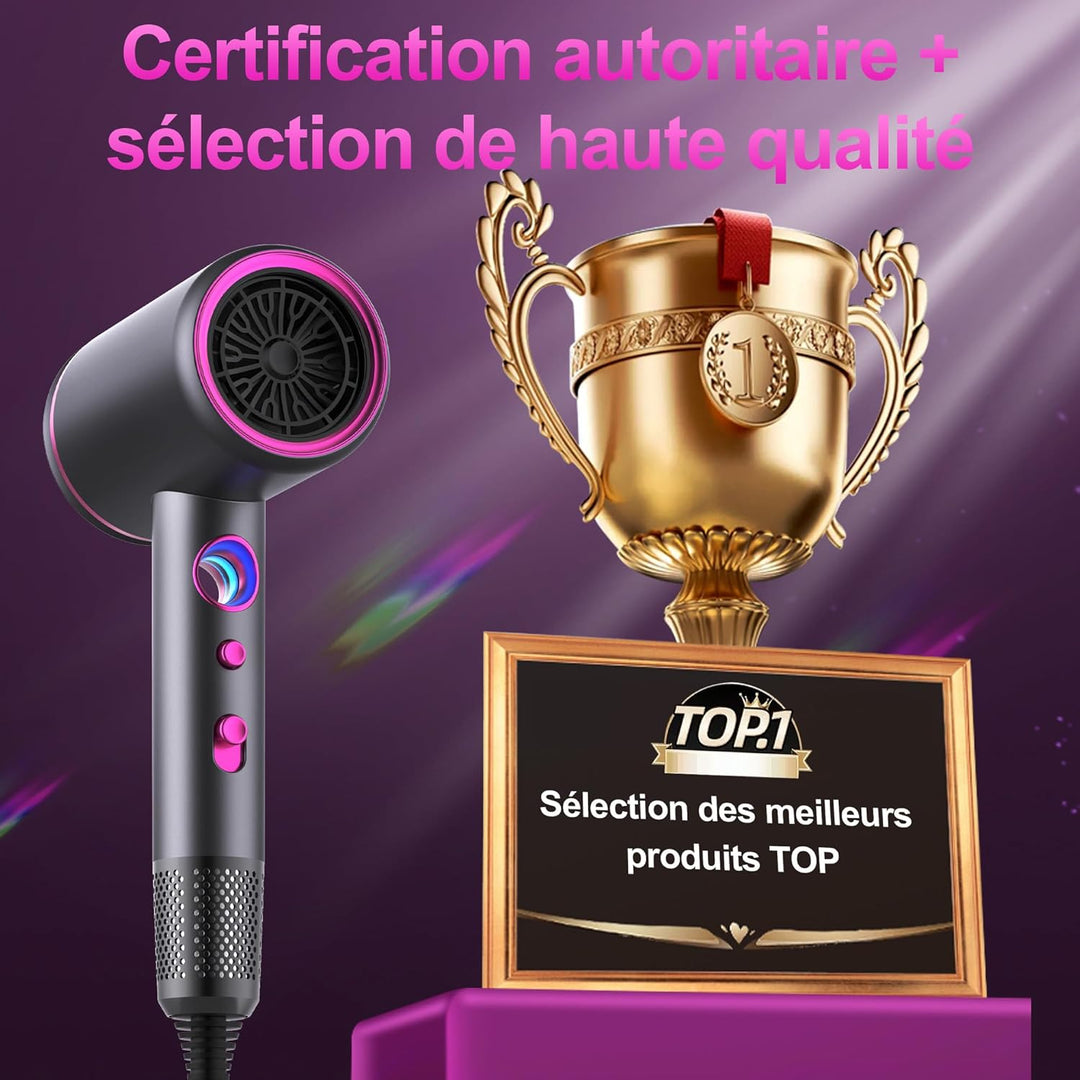 Tisoutec Föhn,Fön,Haartrockner Profi Ionen mit AC Motor 2400W Reisefön Diffusor|Haarfön 4-in-1|Heiss