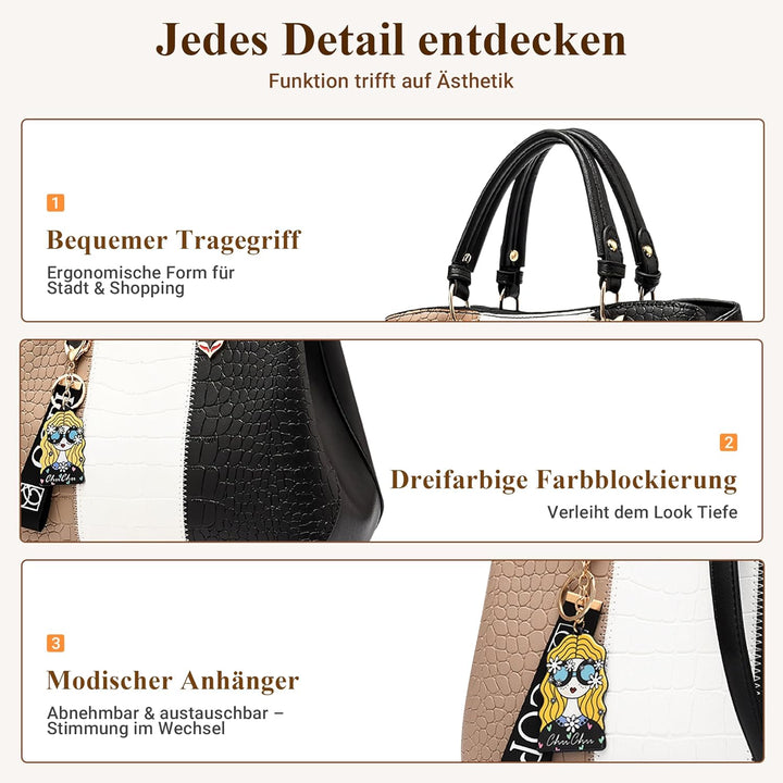 DIRRONA Elegant Damen Handtasche Schultertasche Gross Kapazität Umhängetasche Beiläufig Reise Tasche