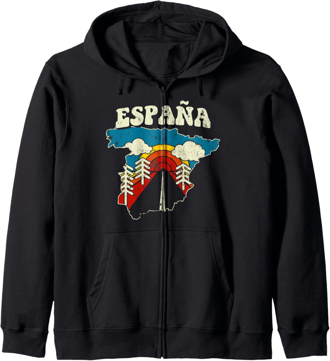 Spanien Vintage Spanien Land Europa Regenbogen Retro Karte 70er Jahre Kapuzenjacke