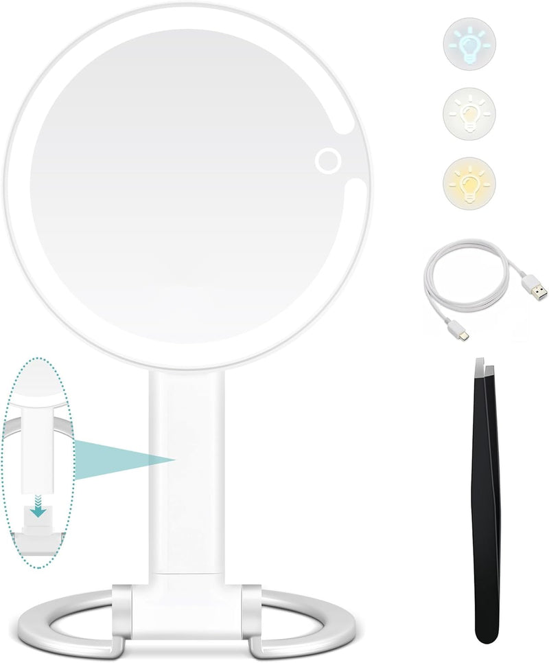 B Beauty Planet Kosmetikspiegel mit Licht, 1x/20x Doppelseitiger Vergrösserungsspiegel mit Licht, 20