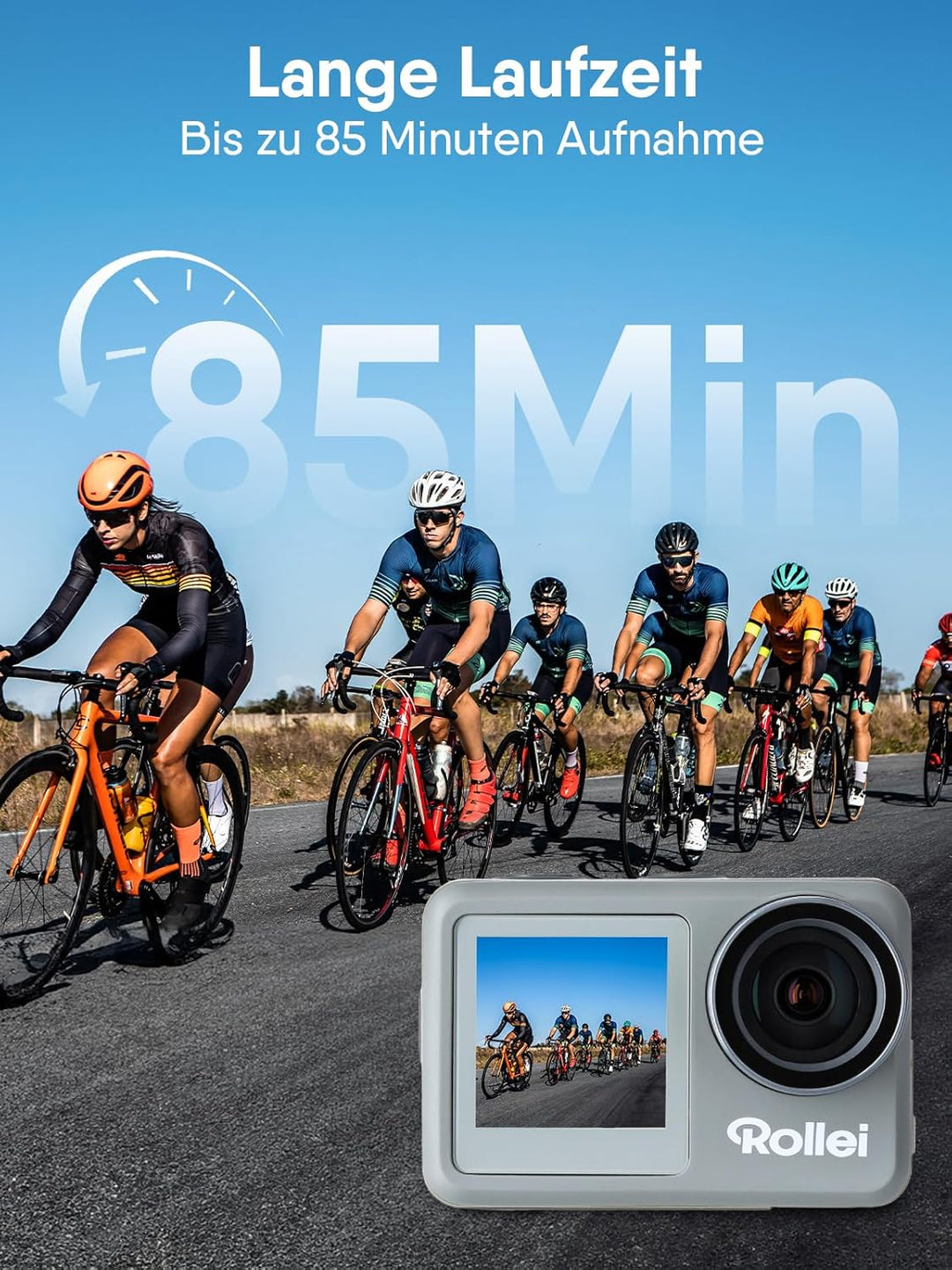 Rollei Action-Cam 9s Plus I 4K 60fps Unterwasserkamera mit Selfie-Display, Bildstabilisierung, Zeitr