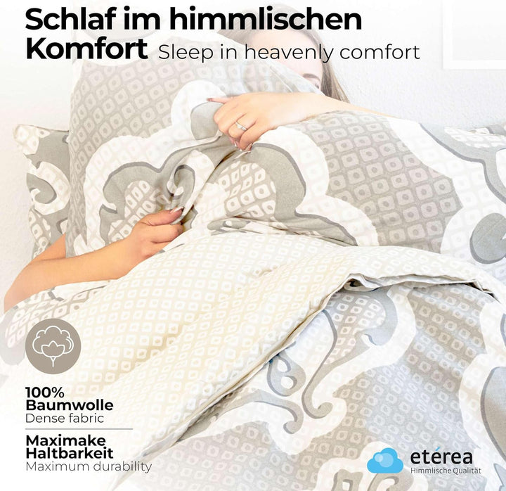 etérea Bettwäsche 200x220 Baumwolle Bettwäsche-Sets - Trisa Beige Orange - Reissverschluss, Renforcé