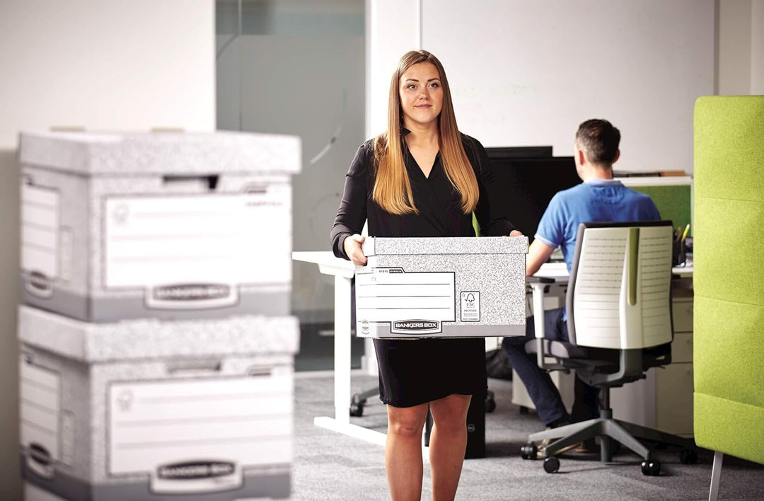 Bankers Box Archivbox mit FastFold System, gross, FSC, 10er-Packung, grau Grau Grosse, Grau Grosse