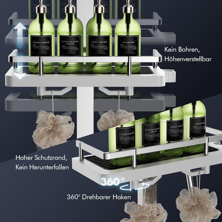 HOMELODY Duschsystem mit Thermostat & Duschablage Chrom - Duscharmatur Komplettset mit Handbrause &