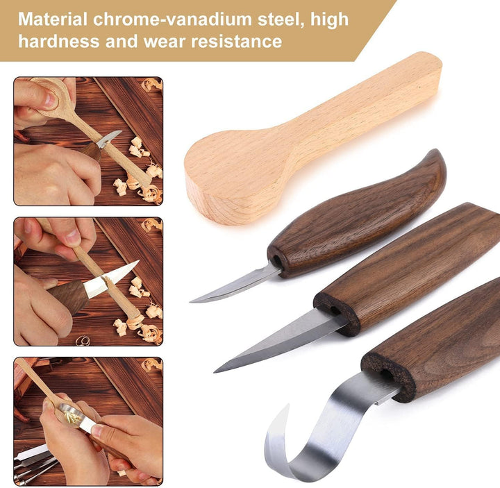 Holz Schnitzwerkzeug Set - 14 STK Schnitzmesser Holz Schnitzen Set mit Schleifstein für Erwachsene K
