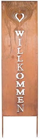 K&L Wall Art Antike Edelrost Gartenstecker Willkommen Roststecker Feng Shui Gartenstele Herz Rost De