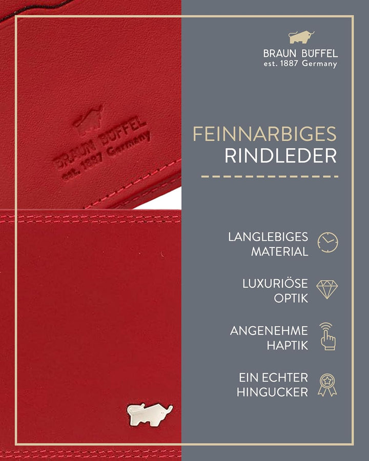 BRAUN BÜFFEL Damen Geldbörse aus echtem Leder Golf 2.0 - Portemonnaie für Frauen - 4 Kartenfächer -