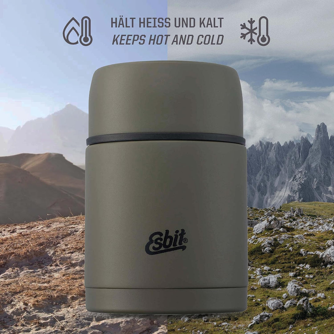 Esbit Thermobehälter Classic für Speisen - Warmhaltebehälter 1000 ml in Olivgrün - aus Edelstahl für