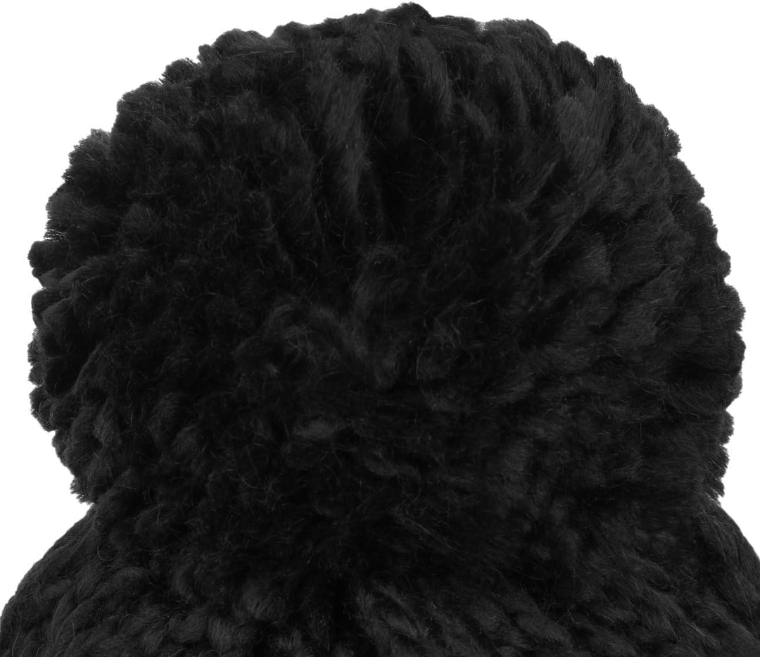 Eisbär Antonia Pudelmütze Damen/Herren - Pompon Zopfstrickmuster Strickmütze mit Futter, Futter Wint