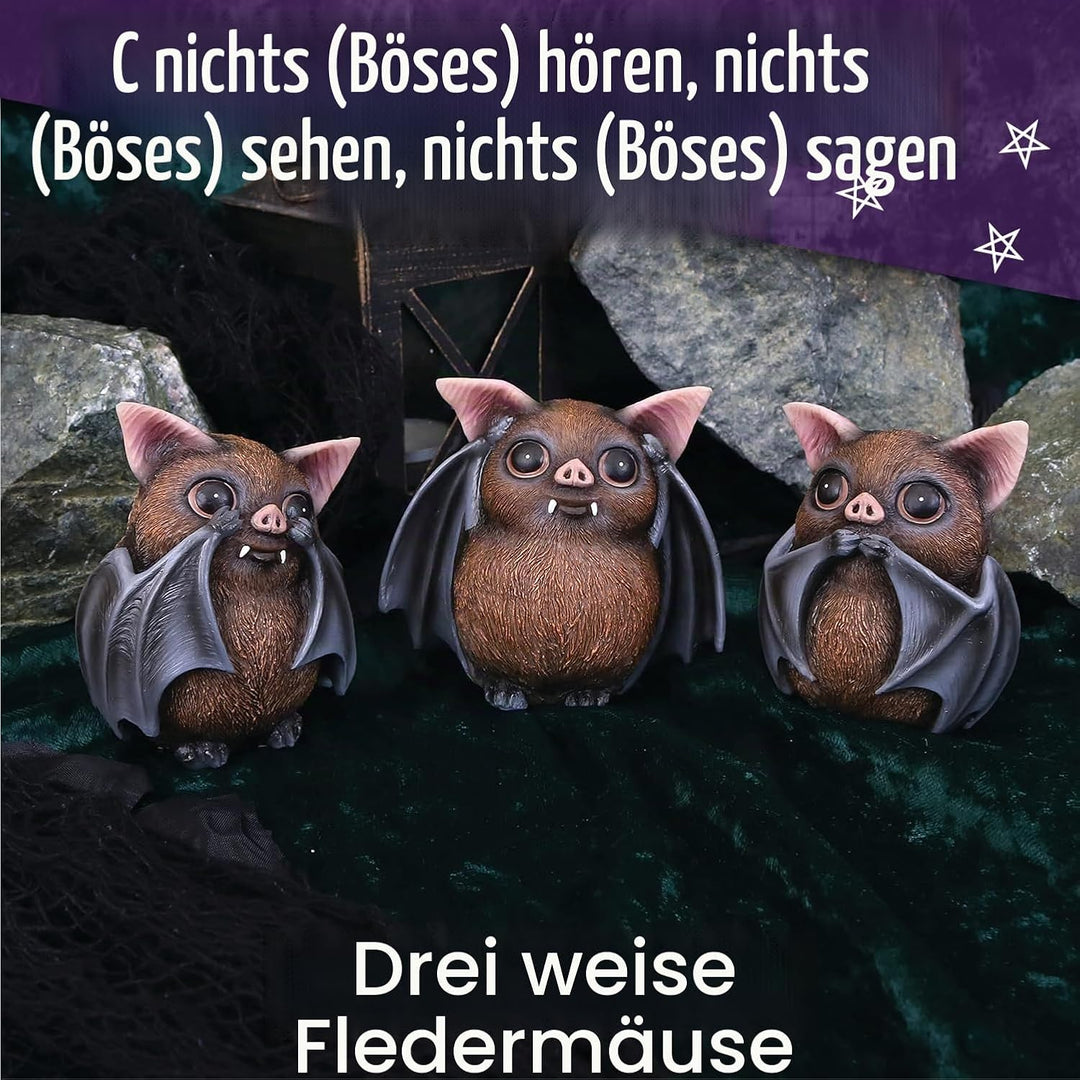Nemesis Now B4473N9 DREI weise Fledermäuse 8,5 cm Figuren braun