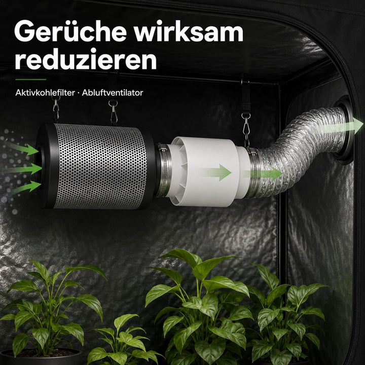 Weedness Grow Abluft Set Set ECO 305 m3/h 150 mm Flansch Belüftungsset - Grow Indoor Aktivkohlefilte