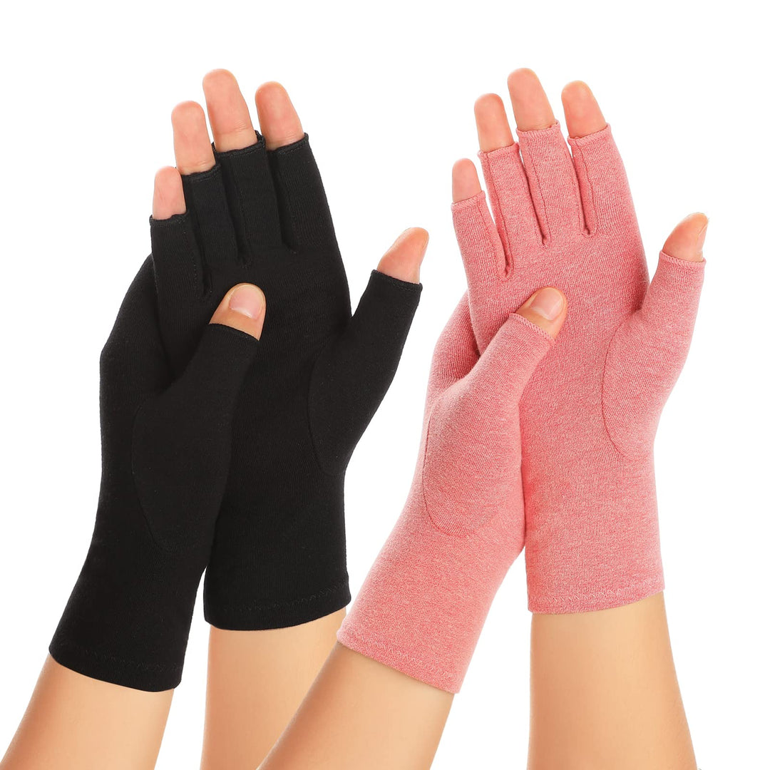2 Paar Arthritis Kompressionshandschuhe für Damen und Herren, Karpaltunnelschmerzlinderung, fingerlo