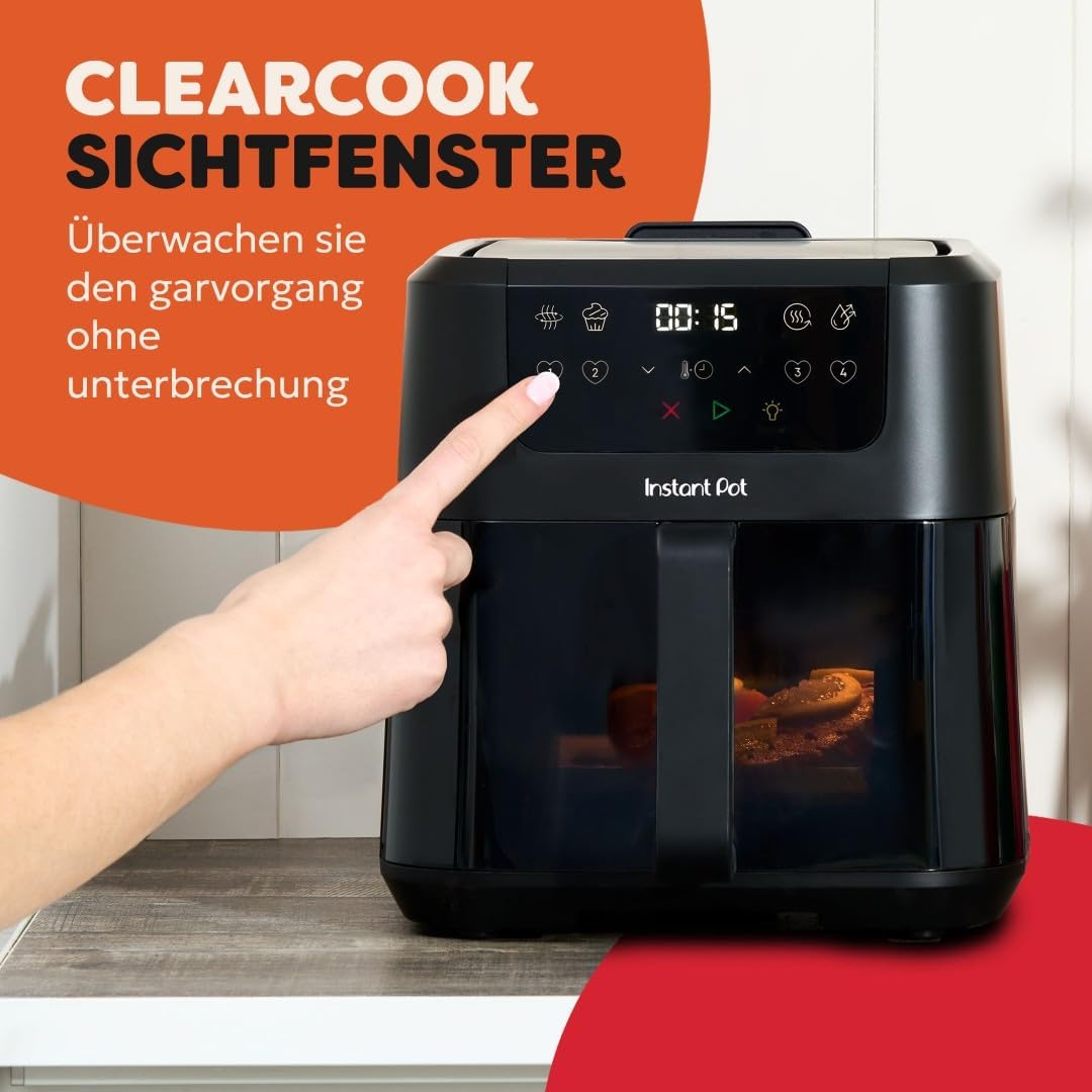 Instant Pot Vortex Compact Schwarz-Heissluftfritteuse 5 l Korb, Familiengrösse, 4 in 1 – Heissluftfr