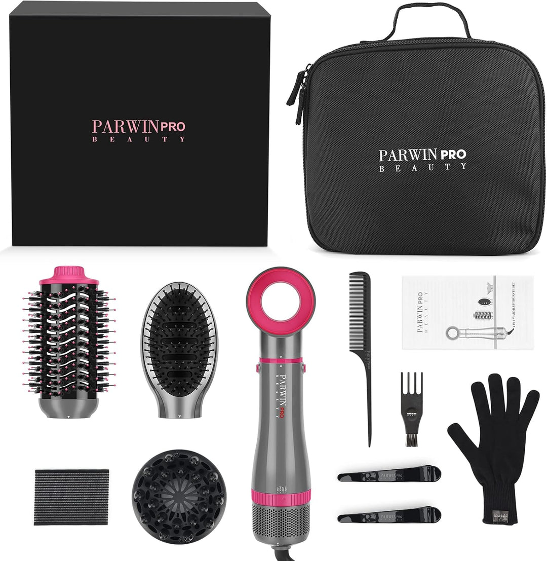 4 IN 1 Haartrockner Warmluftbürste Set, PARWIN PRO BEAUTY Styler-Set, Föhnbürste mit 4 Aufsätze zum