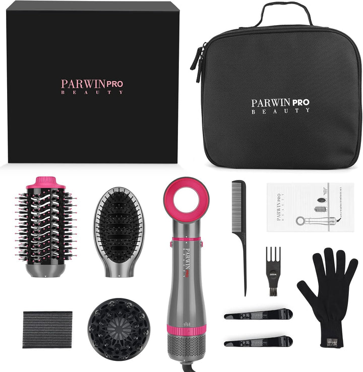 4 IN 1 Haartrockner Warmluftbürste Set, PARWIN PRO BEAUTY Styler-Set, Föhnbürste mit 4 Aufsätze zum