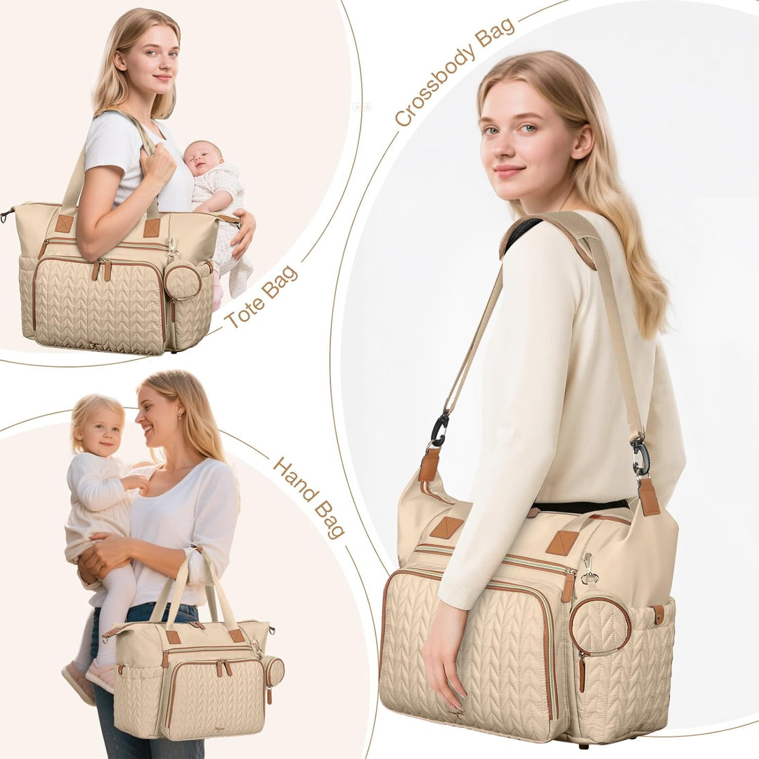Wickeltasche mit Schnullertasche und Wickelunterlage, Wickelrucksack Multifunktions-Babytasche für G