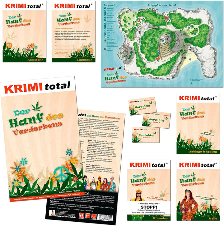Der Hanf des Verderbens | Krimidinner für zu Hause | 8-9 Personen | Flowerpower, 60er Jahre