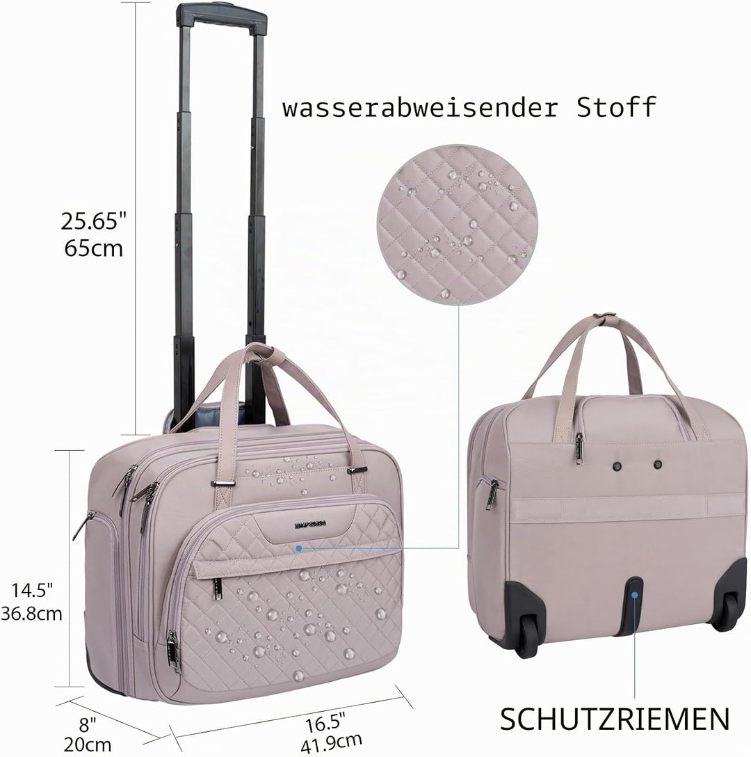 EMPSIGN Trolley Business Rolling Laptop mit Rädern, Rolling Laptoptasche für Frauen passt bis zu 15.