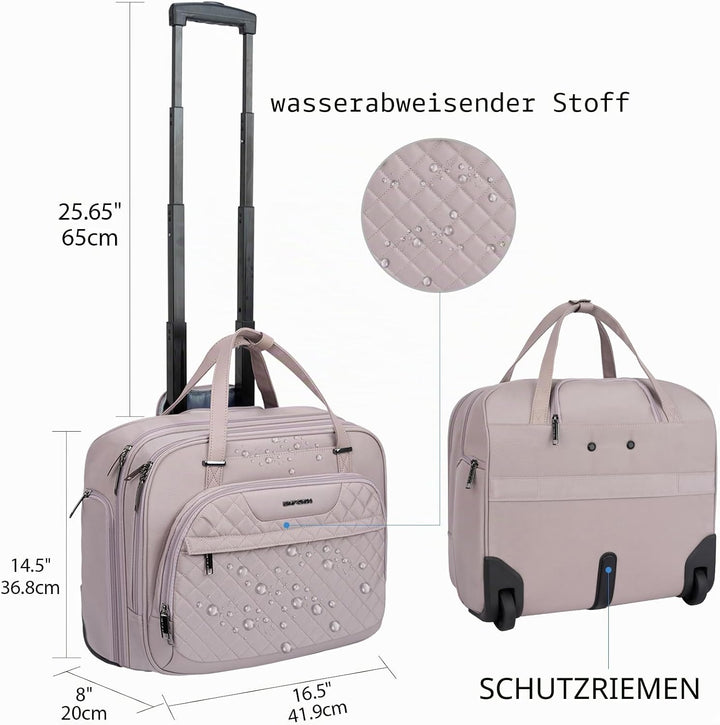 EMPSIGN Trolley Business Rolling Laptop mit Rädern, Rolling Laptoptasche für Frauen passt bis zu 15.