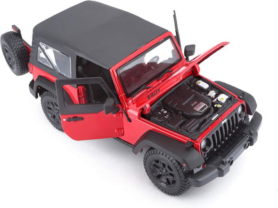 Maisto Jeep Wrangler 2014, Modellauto mit Federung, Massstab 1:18, Türen und Motorhaube beweglich, F