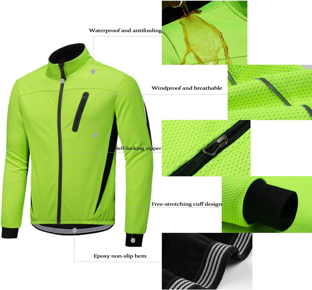 Herren Fahrradjacke Polarfleece-Futter Wasserdicht Winter Thermal Radjacke winddicht regenfest dicke
