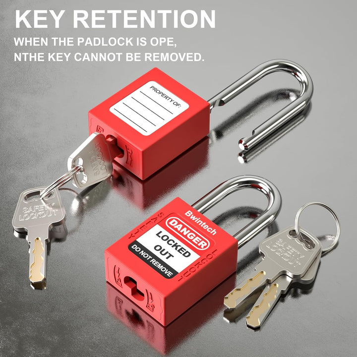 10 Stück 38MM gleichschliessendes rotes Sicherheitsvorhängeschloss Lockout Tagout Lock für Lock Out