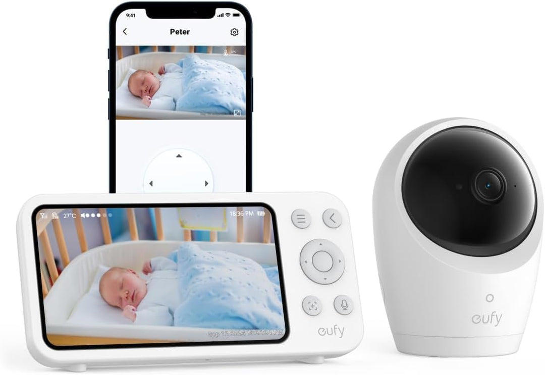 eufy Babyphone mit Kamera E20, App- & Offline-Steuerung, 2K HD, Ultraklare Nachtsicht, Schwenk-Neige