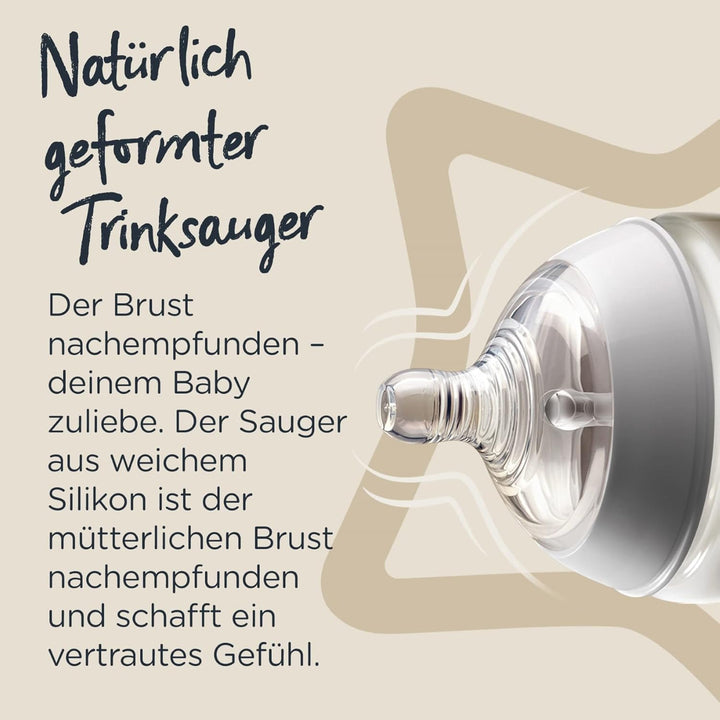 Tommee Tippee Closer to Nature Babyflaschen Starterset, Natürlich geformter Trinksauger mit Anti-Kol