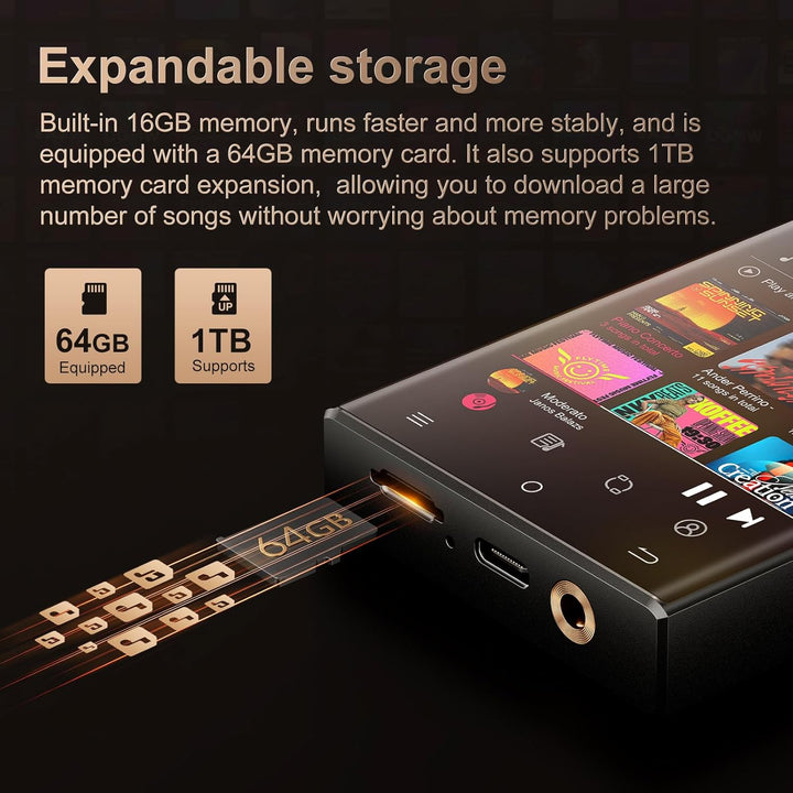 HiFi MP3 Player mit Bluetooth und WiFi, Oilsky 80GB 2,8'' verlustfreier DSD512 High-Fidelity Digital