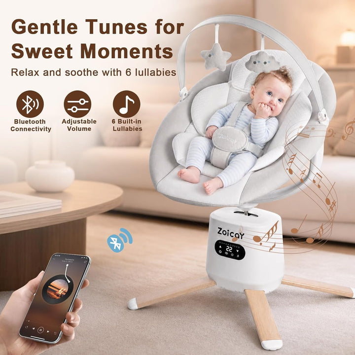 Babywippe Elektrisch Zoicay Baby wippe Elektrisch mit 9 Schaukelmodi 360° sitzdrehung Timing und Mus