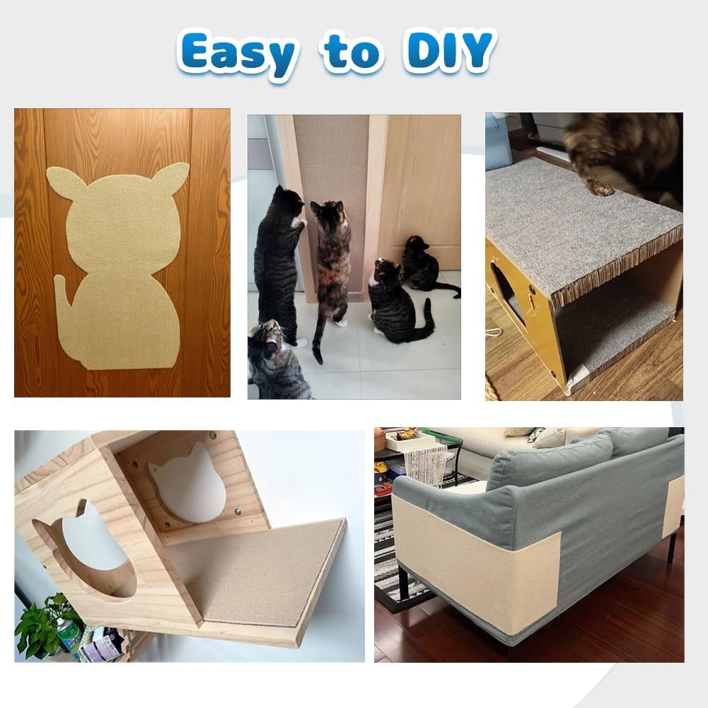 Kratzmatte Selbstklebend Katze Kratzbrett Kratzwand DIY Kratzteppich Katzenkratzer Kleber Möbelschut