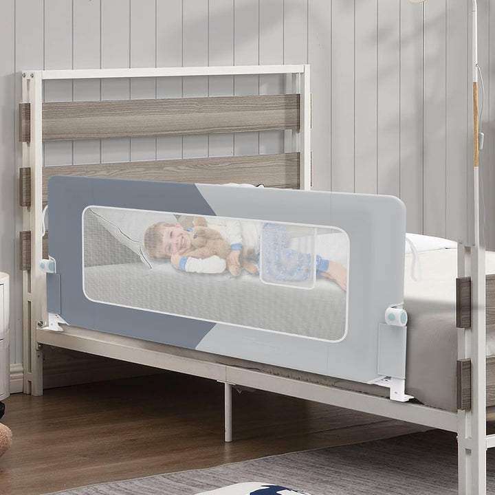 Bettgitter 180cm Rausfallschutz Bett Höhenverstellbar Kinder Bettschutzgitter Zusammenklappbar um 18