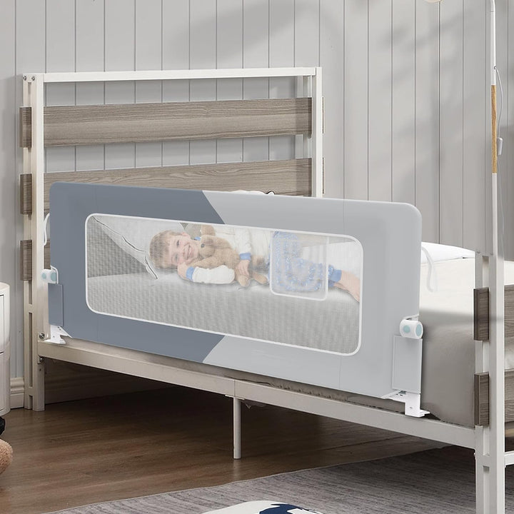 XMTECH Bettgitter 180 cm Rausfallschutz klappbar höhenverstellbar 2Farb | Metallrahmen, Oxford-Geweb