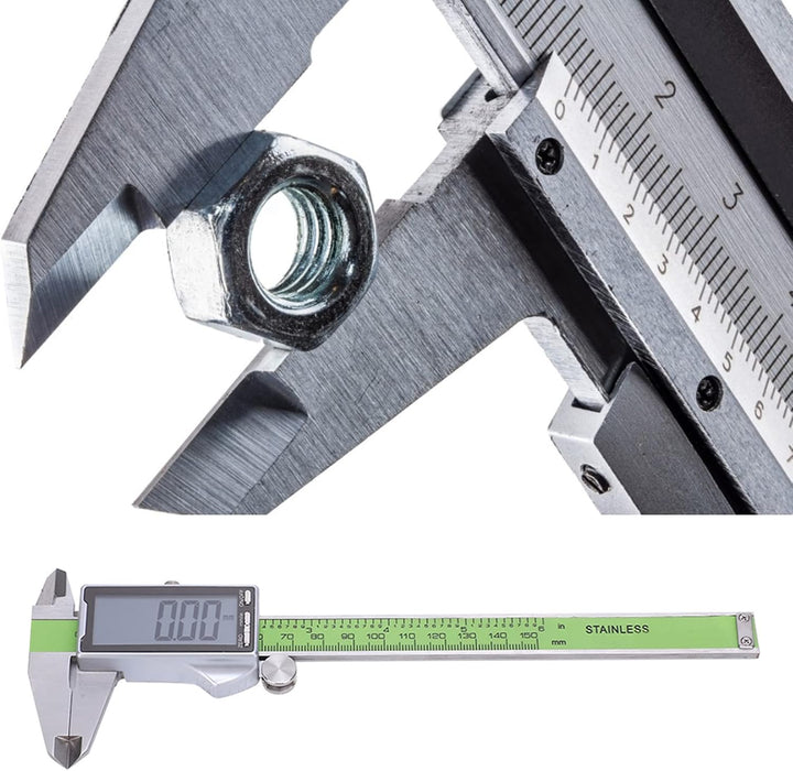 Fafeicy 150mm Digitaler Messschieber mit LED-Display, hochfestes elektronisches Lineal aus Edelstahl