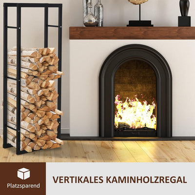 HOMCOM Feuerholzregal Kaminholzablage Kaminholzständer Kaminholzhalter 100kg Stahl Schwarz L40 x B25