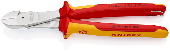 Knipex Kraft-Seitenschneider verchromt, isoliert mit Mehrkomponenten-Hüllen, VDE-geprüft; mit Befest