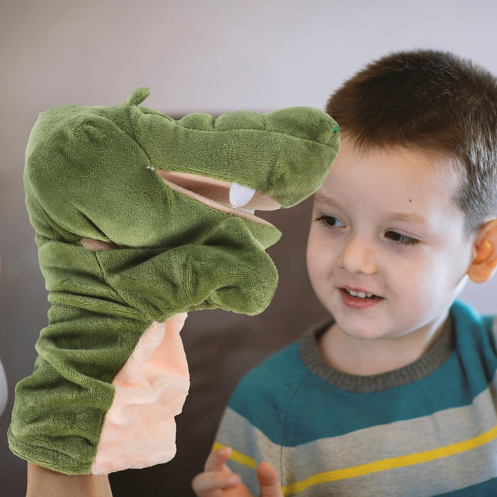 Alipis Krokodil-Handpuppen Ausgestopfte Krokodil-Handschuhe Geschichtenerzählpuppe Plüsch-Drachen Os