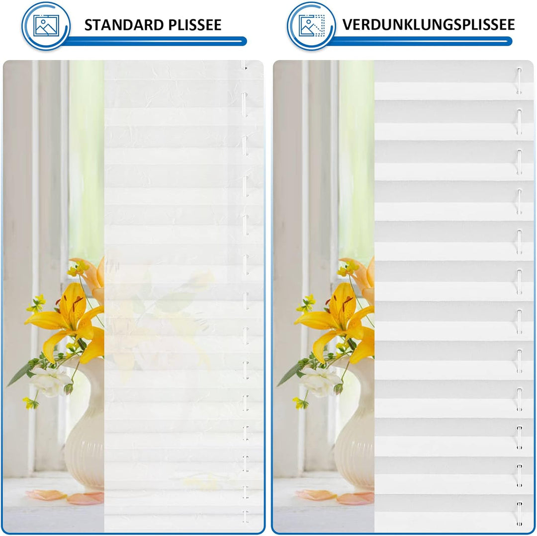 Plissee ohne Bohren verdunkelung Plissees Klemmfix Weiss 90x220cm 100% Blickdicht Verdunklungsplisse