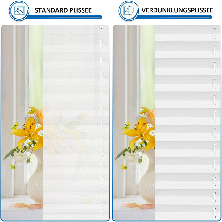 Plissee ohne Bohren Verdunkelung Plissees Klemmfix 35x80cm(BxH) Weiss 100% Blickdicht Verdunklungspl