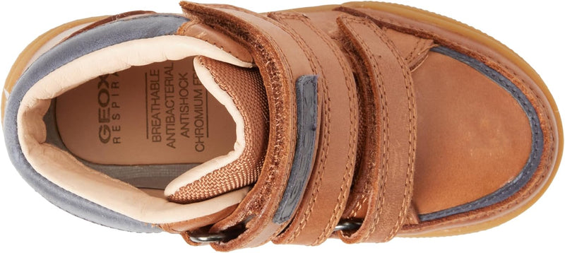 Geox Herren J Poseido Boy B Sneakers 24 EU Cognac Blue, 24 EU Cognac Blue
