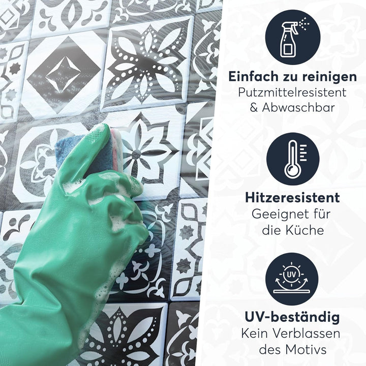 30 Stück Klebefliesen Folie 20x20 cm für Bad und Küche - Fliesenfolie, Fliesenfaufkleber - Stickerfl